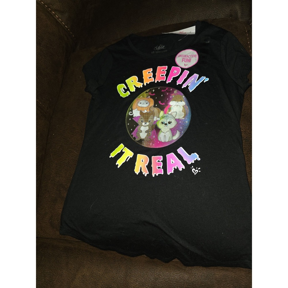 Justice fall autumn Halloween creepin it real character shirt size 10 nwt